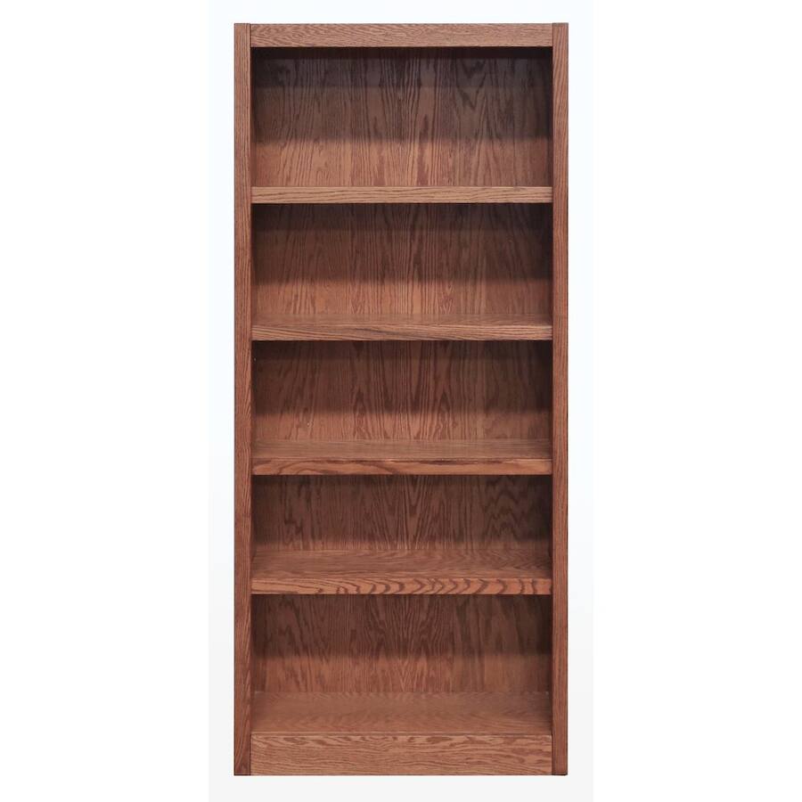 Single Bookcase Concepts in Wood Single Wide Bookcase 5 Shelves Dry Oak Finish Brown ...