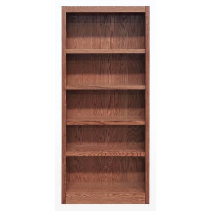 Front. Concepts in Wood - Single Wide Bookcase 5 Shelves Dry Oak Finish - Brown.