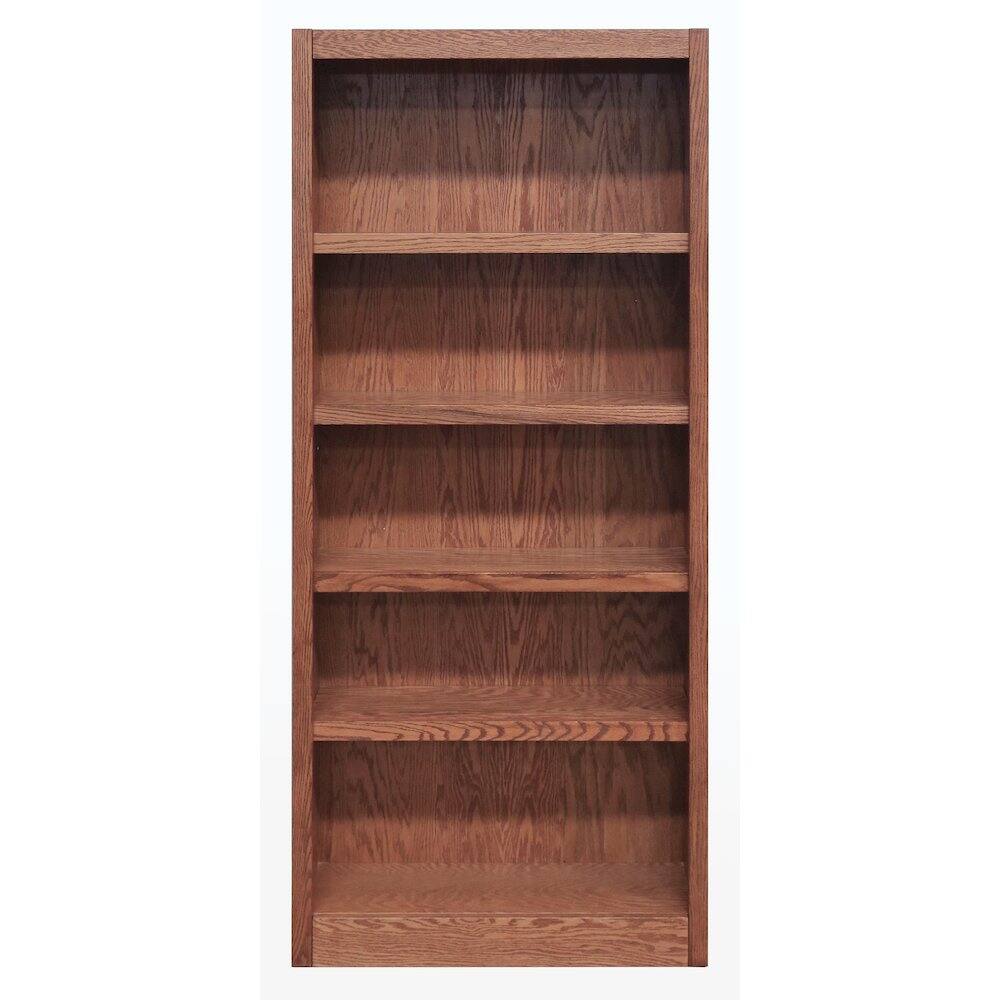 Front. Concepts in Wood - Single Wide Bookcase 5 Shelves Dry Oak Finish - Brown.
