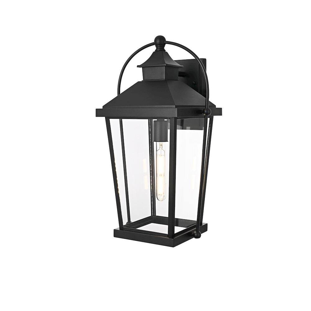 Angle. Elegant Lighting - Luz 20 inch Outdoor Wall sconce in Black - Black And Clear.