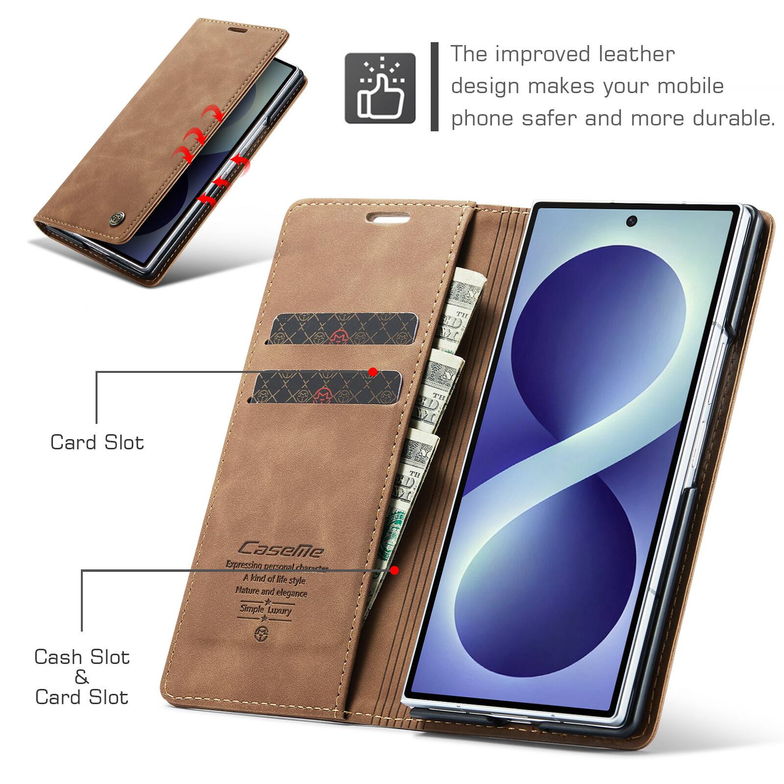 The improved leather design makes your mobile phone safer and more durable. T'H C B2C Card Slot TH FD D TH  D CaseMe Expressing personal character A kind of life style Maturity and elegance  Simple Luxury Cash Slot & Card Slot