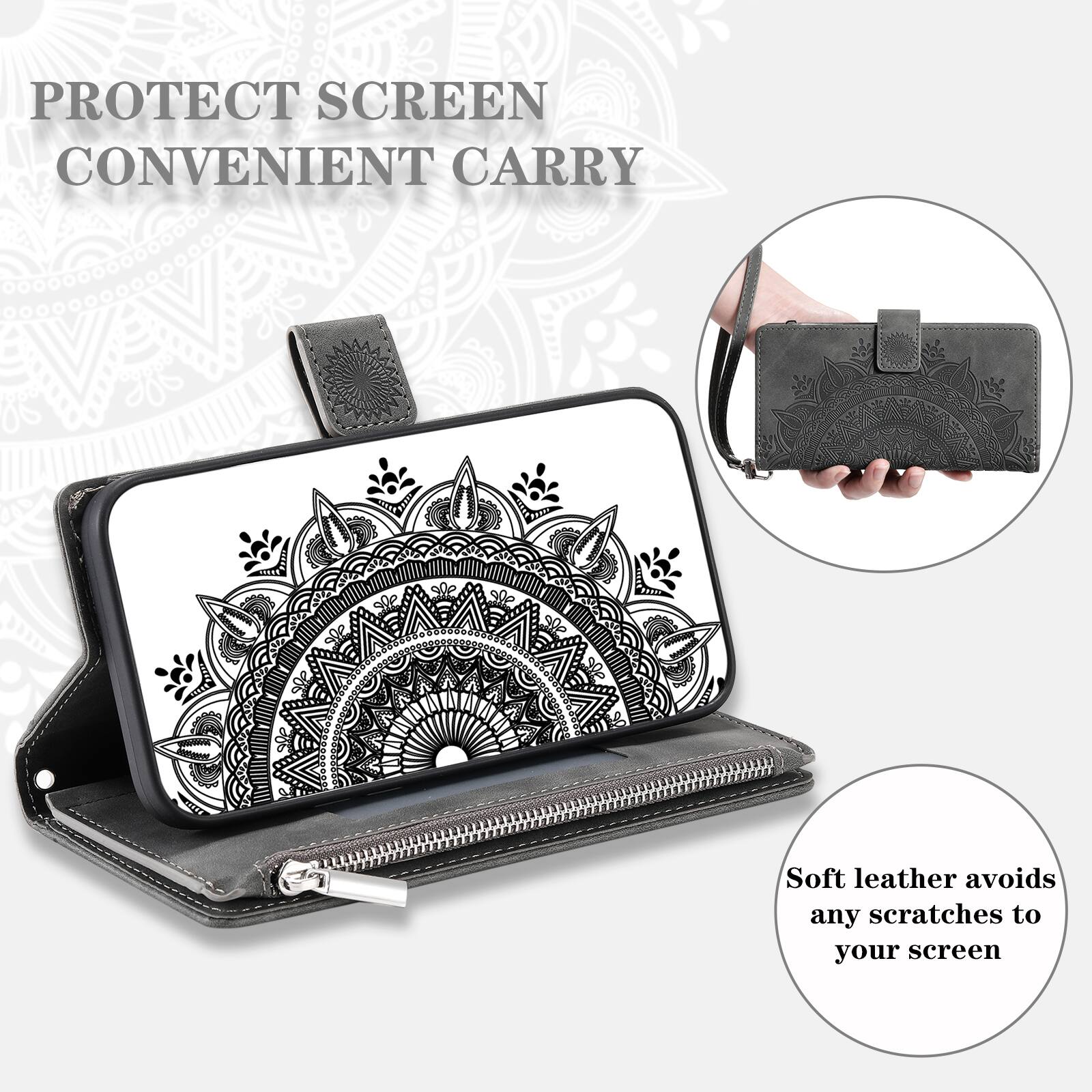 PROTECT SCREEN  
CONVENIENT CARRY  

Soft leather avoids any scratches to your screen