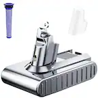 Front. Simple Plus+ - V6 Battery Compatible with Dyson SV03 SV04 SV09 DC58 DC59 DC62, Fits Animal Absolute Motorhead Stick Vacuum, 2 Filters.