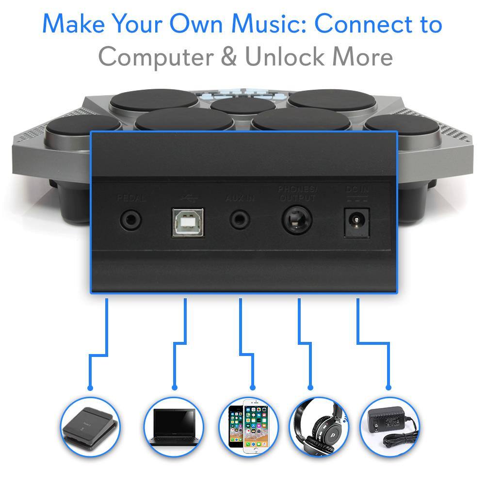 Make Your Own Music: Connect to Computer & Unlock More

PEDAL AUXIN PHONES/OUTPUT DC IN