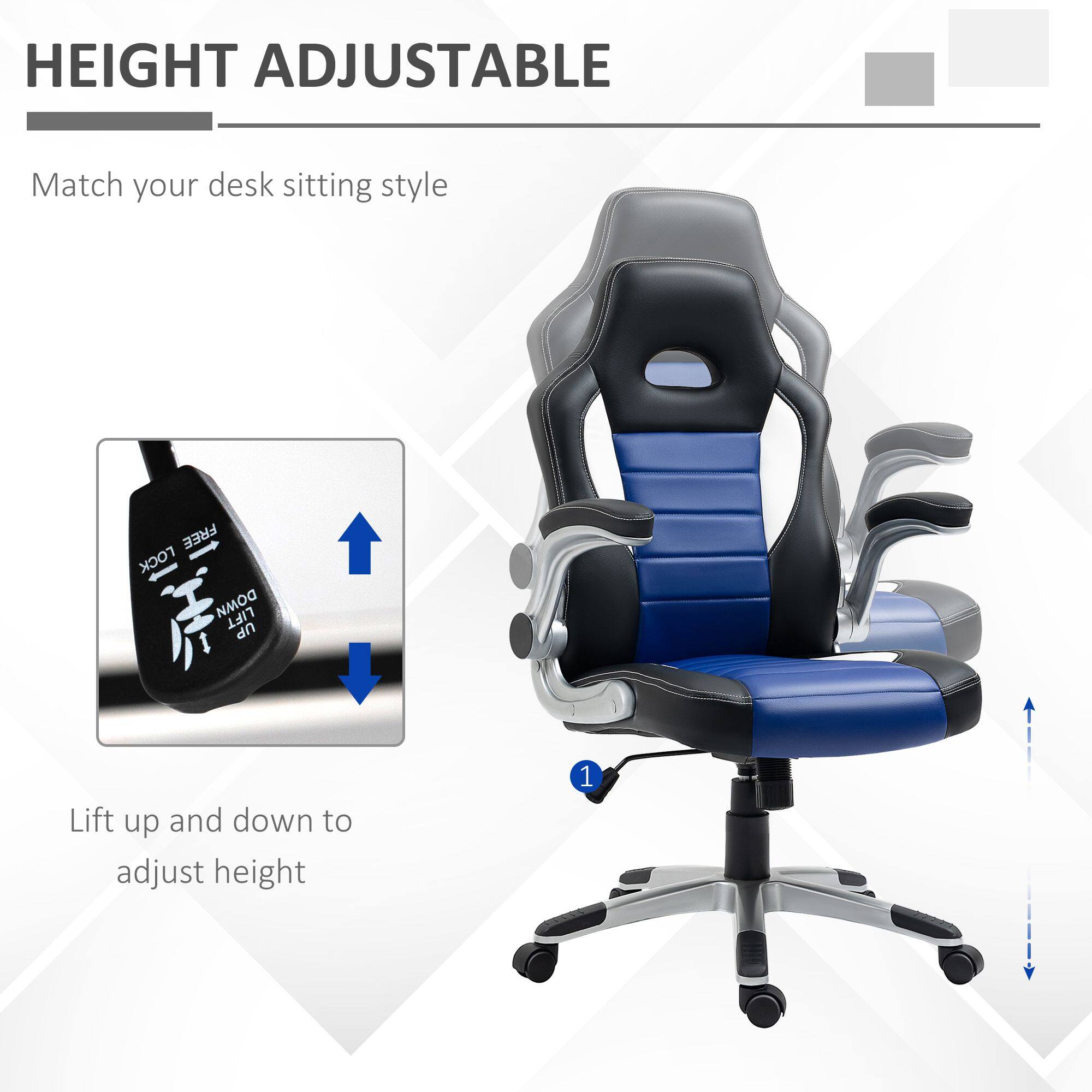 HEIGHT ADJUSTABLE  
Match your desk sitting style  

Lift up and down to adjust height