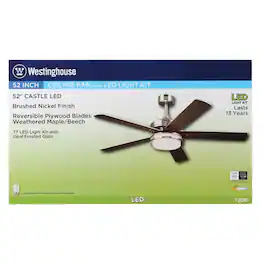 Westinghouse - Castle 52 in. Brushed Nickel Brown LED Indoor Ceiling Fan