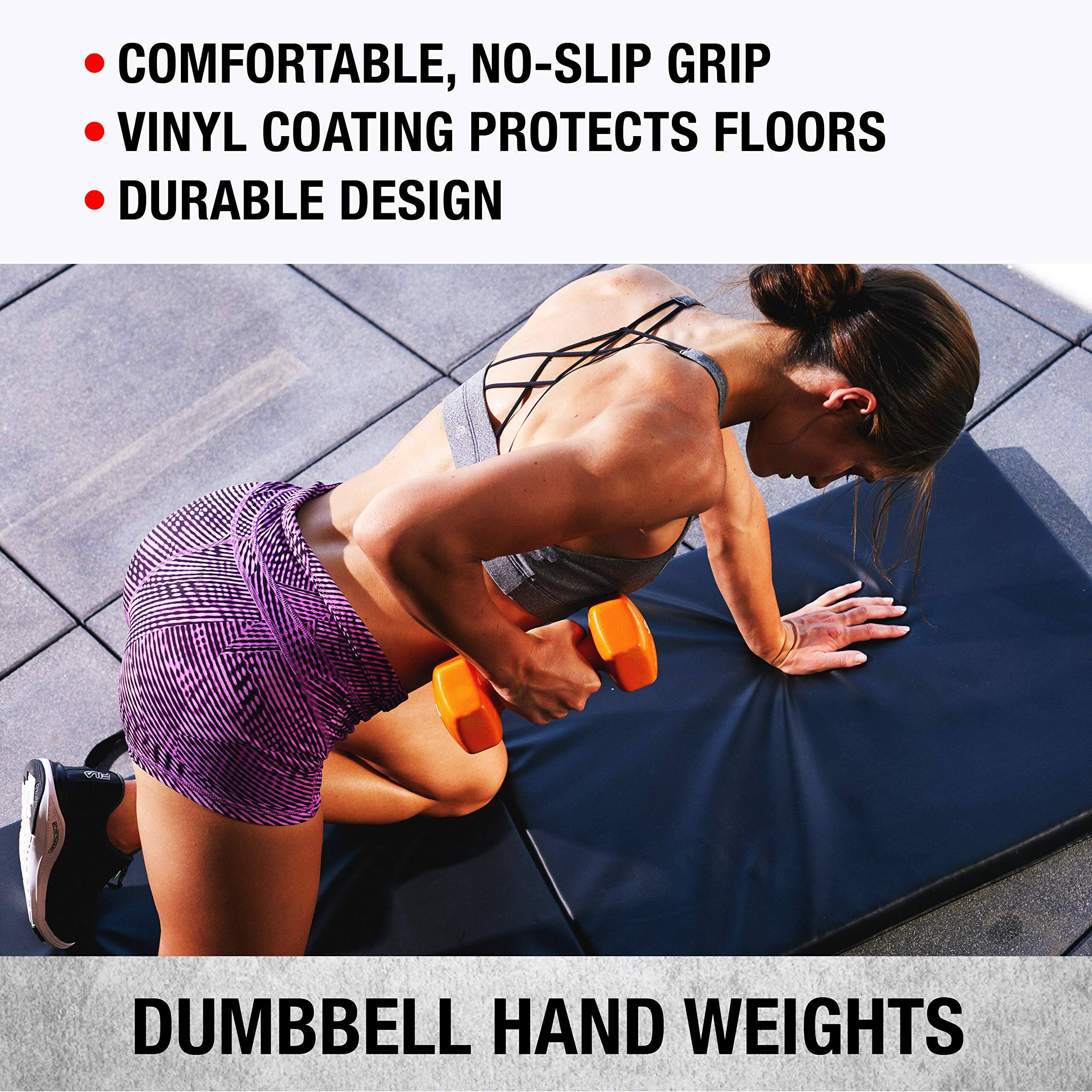 - COMFORTABLE, NO-SLIP GRIP
- VINYL COATING PROTECTS FLOORS
- DURABLE DESIGN

DUMBBELL HAND WEIGHTS