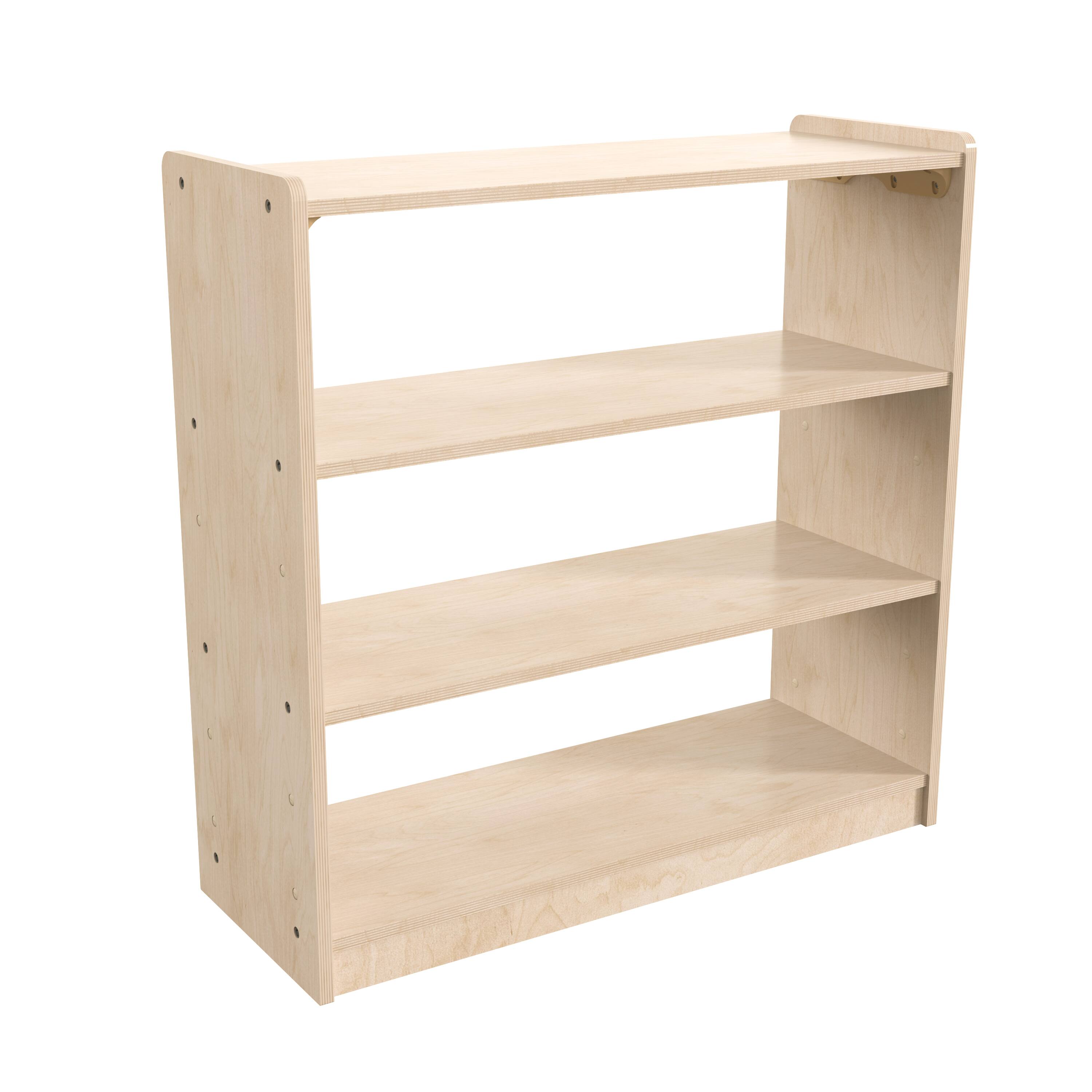 Flash Furniture - Bright Beginnings Commercial Grade 3 Shelf Wooden Classroom Open Storage Unit, Safe, Kid Friendly Design - Natural