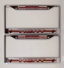 Rico Industries - Miami Heat NBA Chrome Metal (Set of 2 Frames) Sparkly Glitter Bling Look License Plate Frame Set - Multi