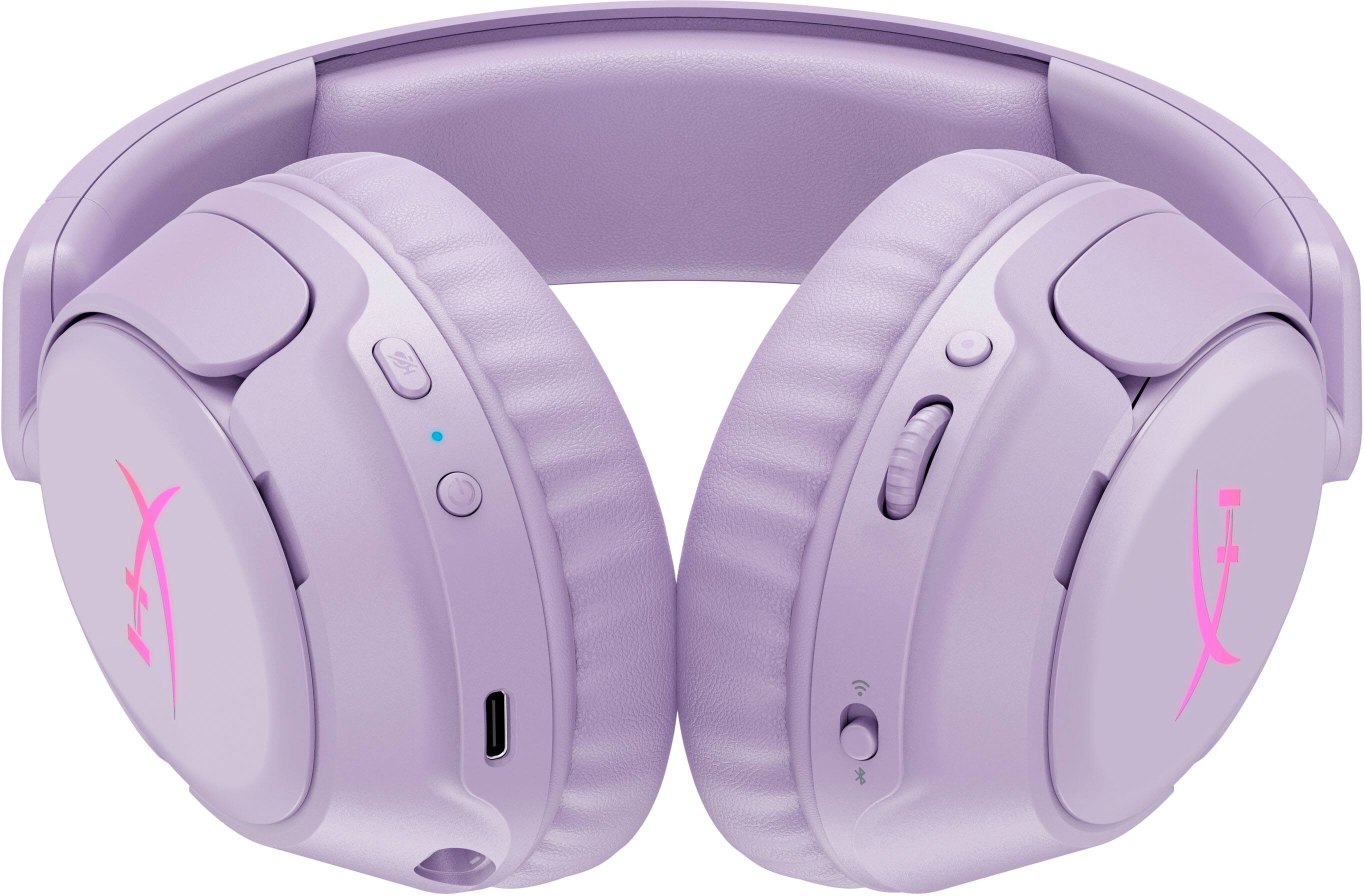 Alt View 2. HyperX - Cloud Flight 2 Wireless Gaming Headset for PC, PS5, PS4, Nintendo Switch, Mac, Mobile, and Bluetooth - Lavender.