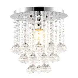 Jonathan Y - Lillibet 9.88" 1-Light Traditional Transitional Iron LED Semi Flush Mount, /Clear - Chrome
