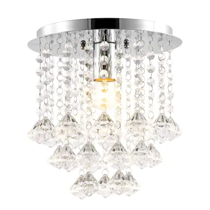 Front. Jonathan Y - Lillibet 9.88" 1-Light Traditional Transitional Iron LED Semi Flush Mount, Chrome/Clear - Chrome.