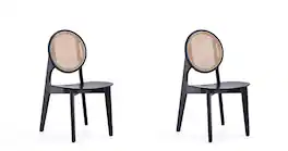 Manhattan Comfort - Versailles Industry Chic Wood Dining Chair - Set of 2 - Black and Natural