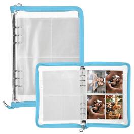 Unique Bargains - A5 Photocard Binder 4-Photo Style Clear Kpop Holder Book with 20 Inner Pages 160 Card Slots - Light Blue