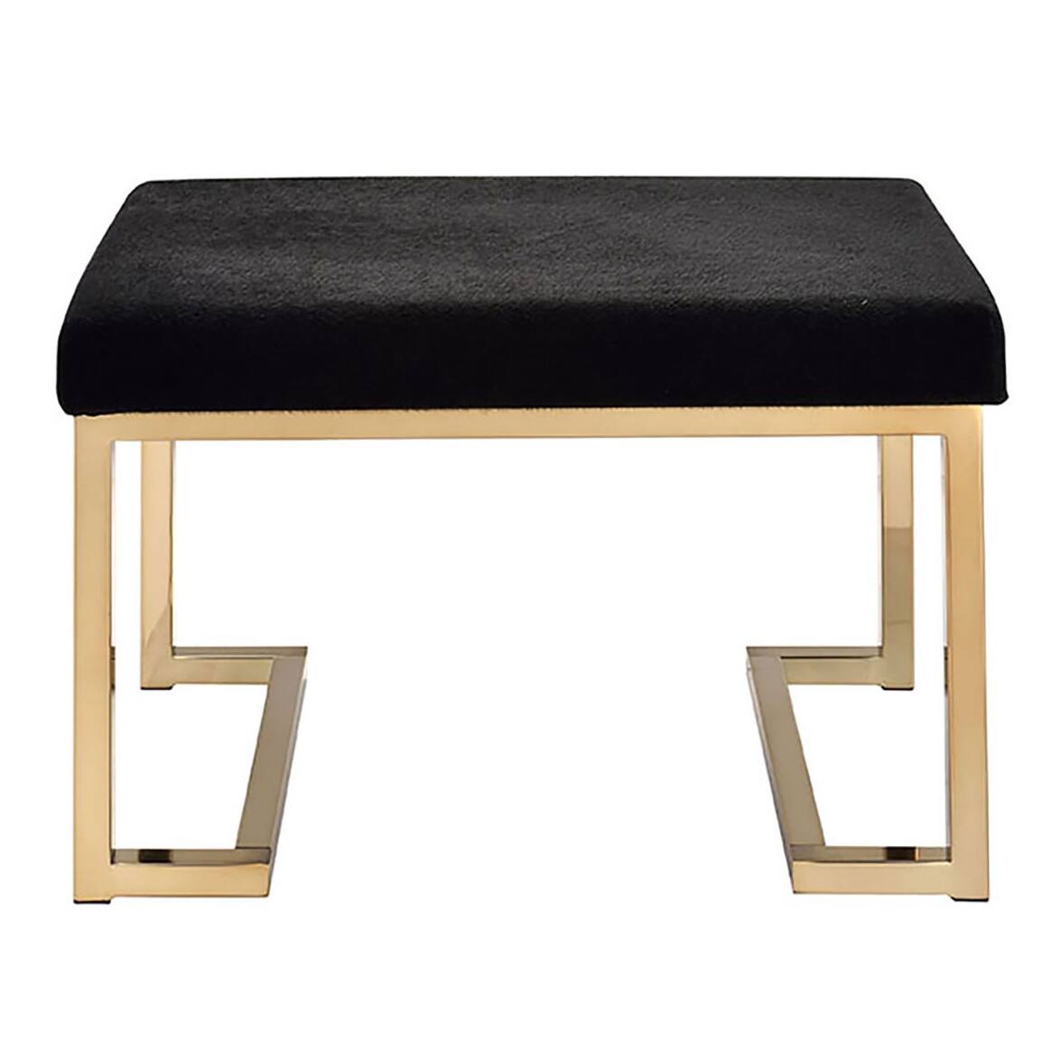 Left. Tiramisubest - Black and Champagne Ottoman with Metal Base - Black.