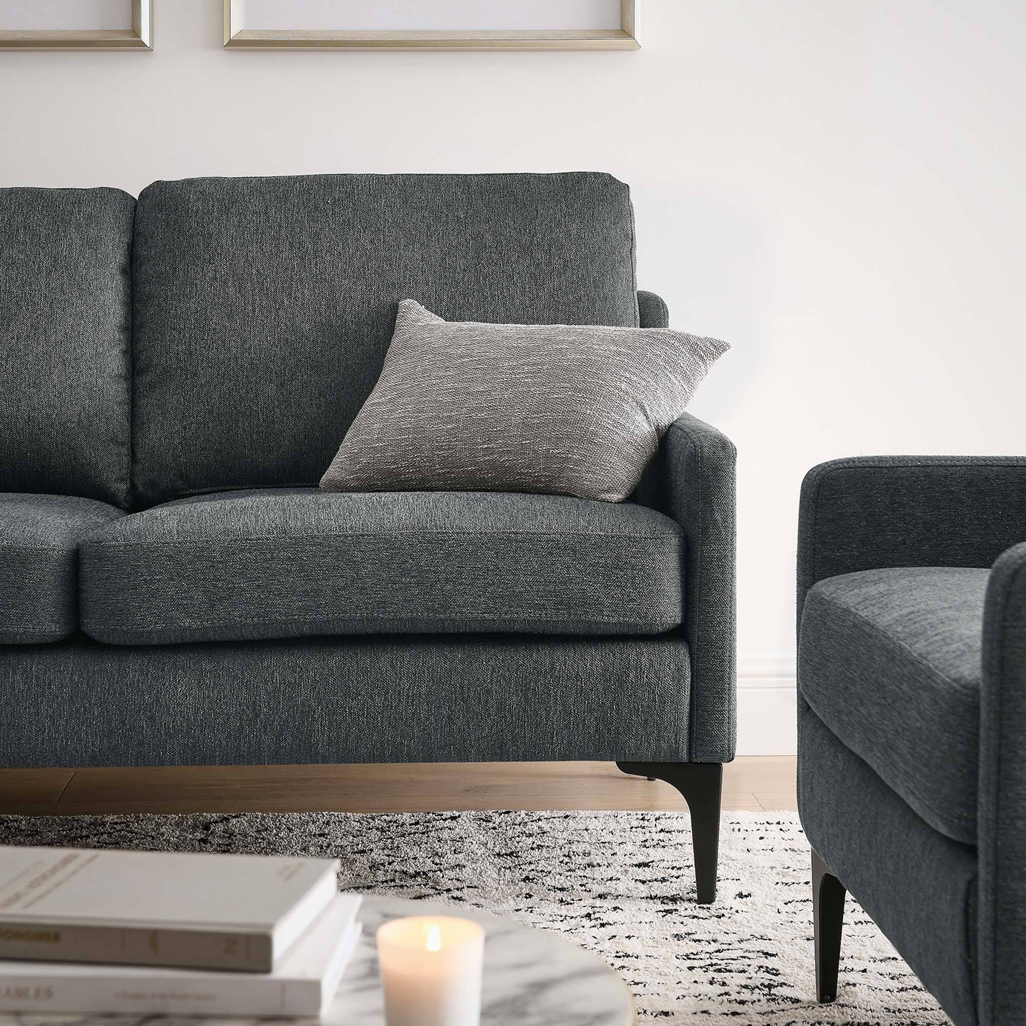 Back. Modway - Corland Upholstered Fabric Loveseat by Modway - Charcoal.