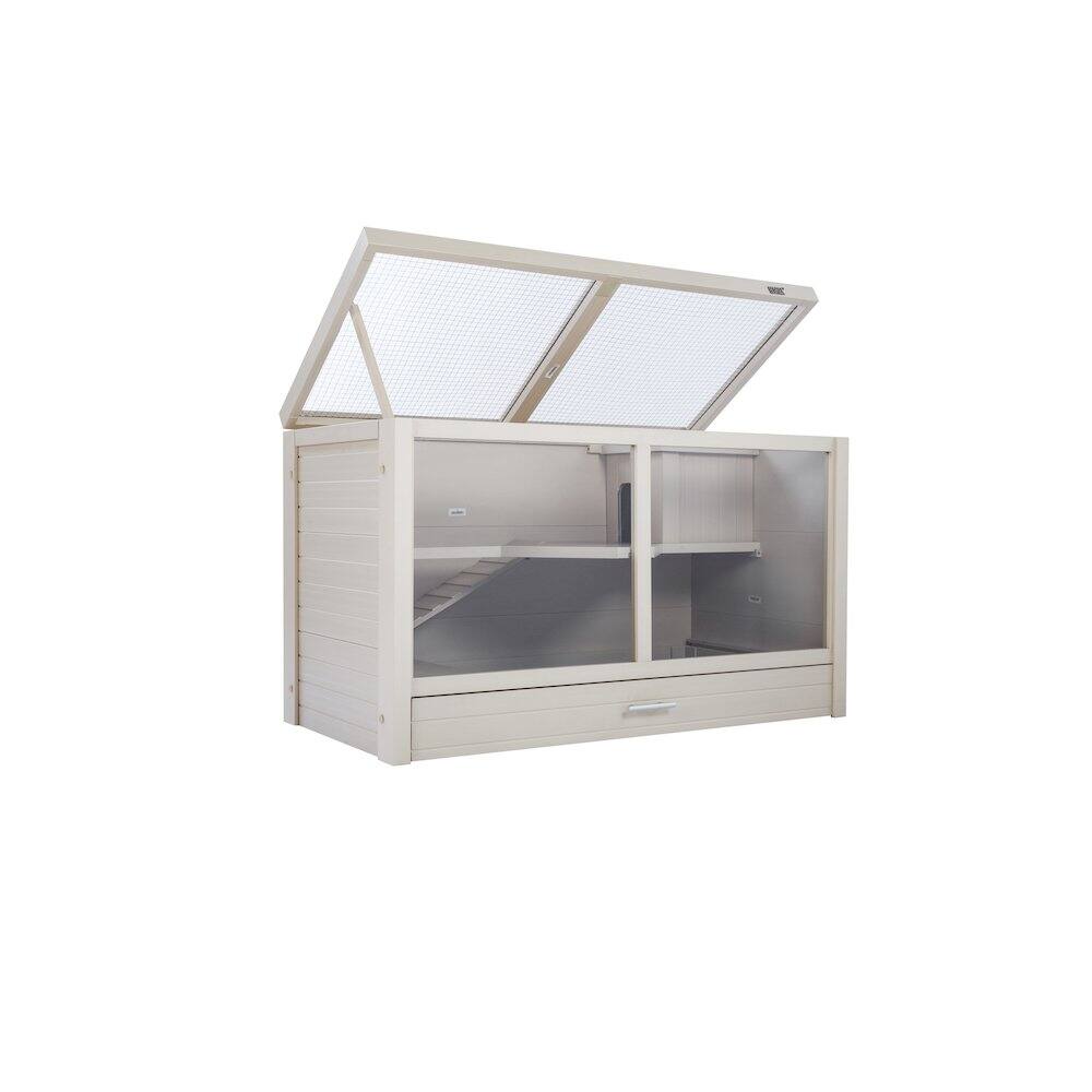 Angle. New Age Pet - ECOFLEX Park Avenue Indoor Rabbit Hutch-Maple - Maple.