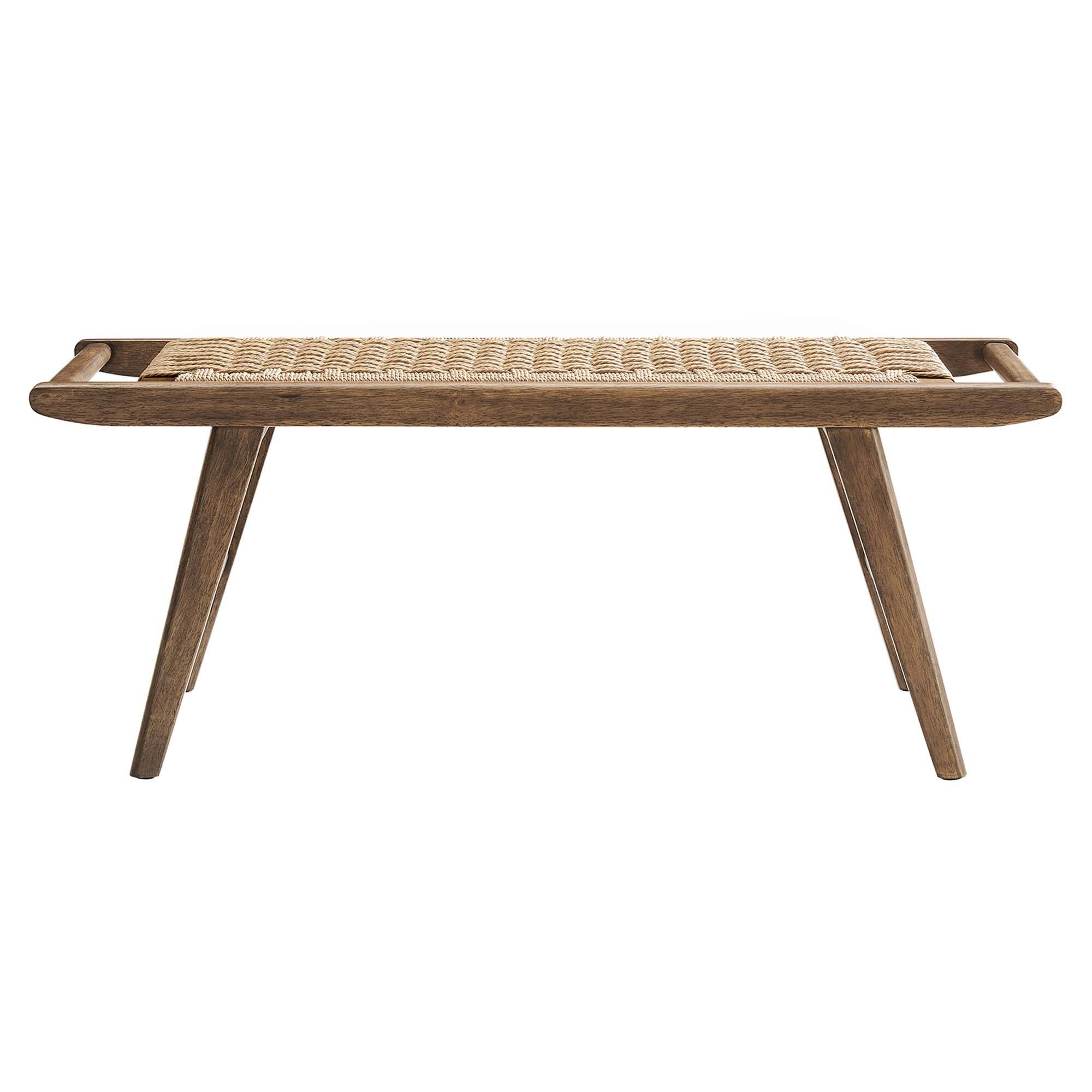 Alt View 1. Modway - Saoirse 47" Wove Rope Wood Bench by Modway - Brown.