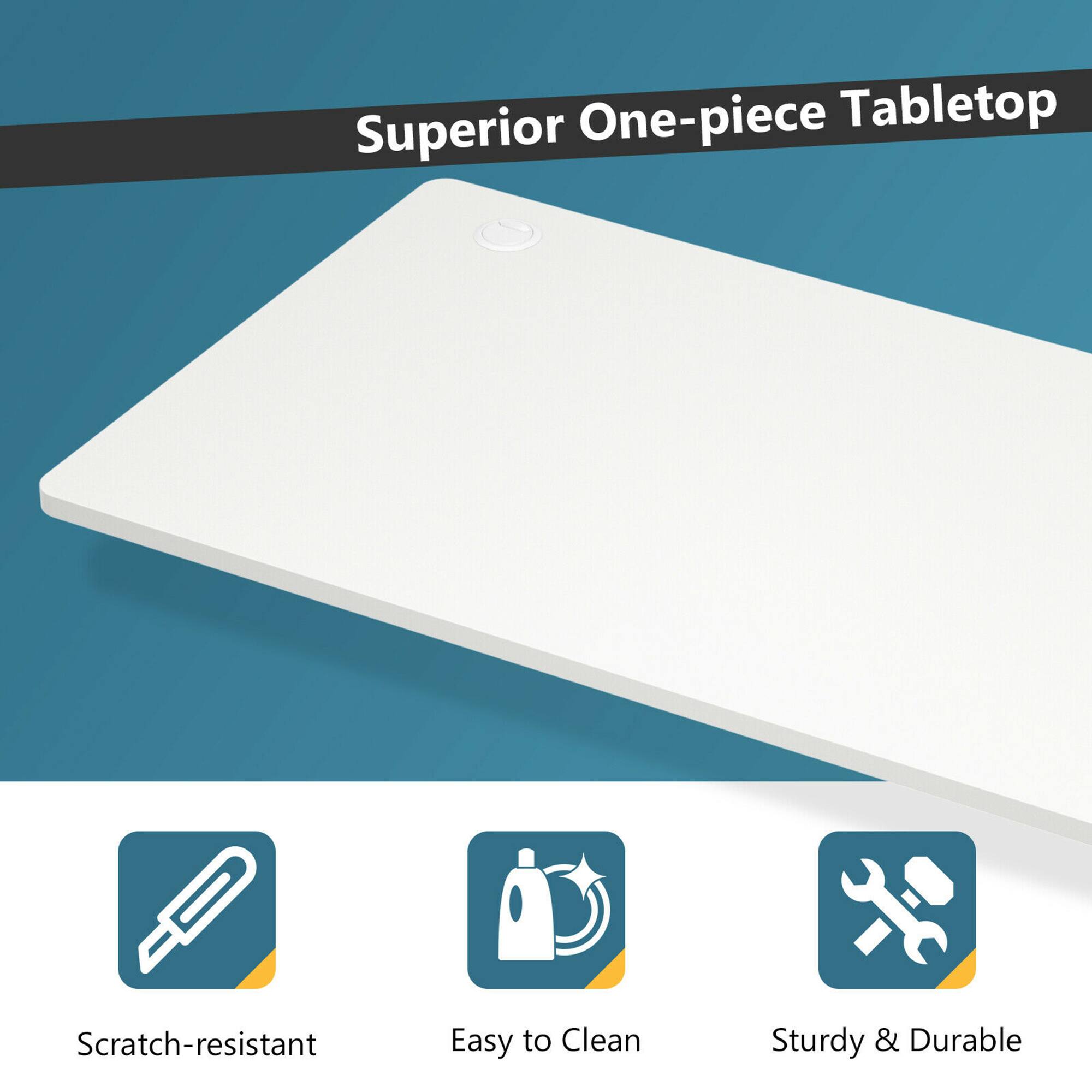 Superior One-piece Tabletop, Scratch-resistant, Easy to Clean, Sturdy & Durable