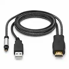 Front. J-Tech Digital - HDMI ARC/eARC to Optical Digital Audio Converter Cable - Black.