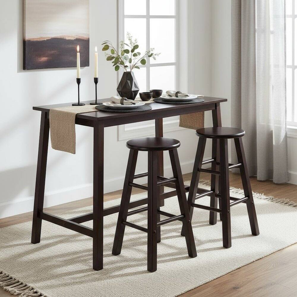 Alt View 3. FurniFact - 2-Piece Counter Stool Set - Espresso.