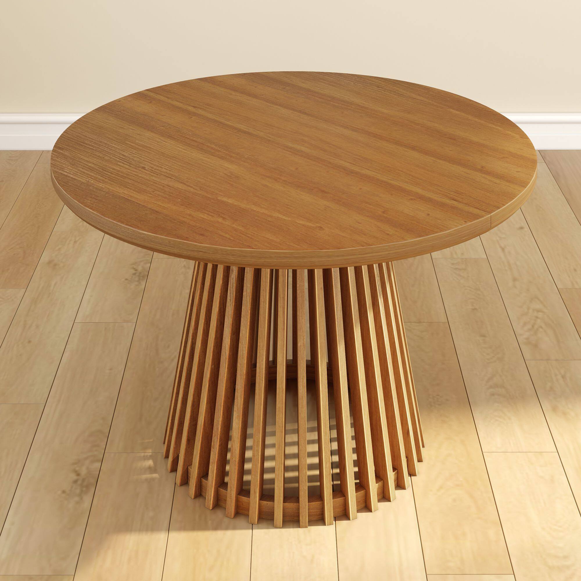 Alt View 6. Plank+Beam - Lido Round Dining Table (47in / 1194mm)|| Pecan - Pecan.