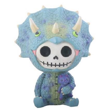 Front. Pacific Trading - Furrybones Spike Skeleton Dressed in a Triceratops Dinosaur Costume Figurine - Blue.