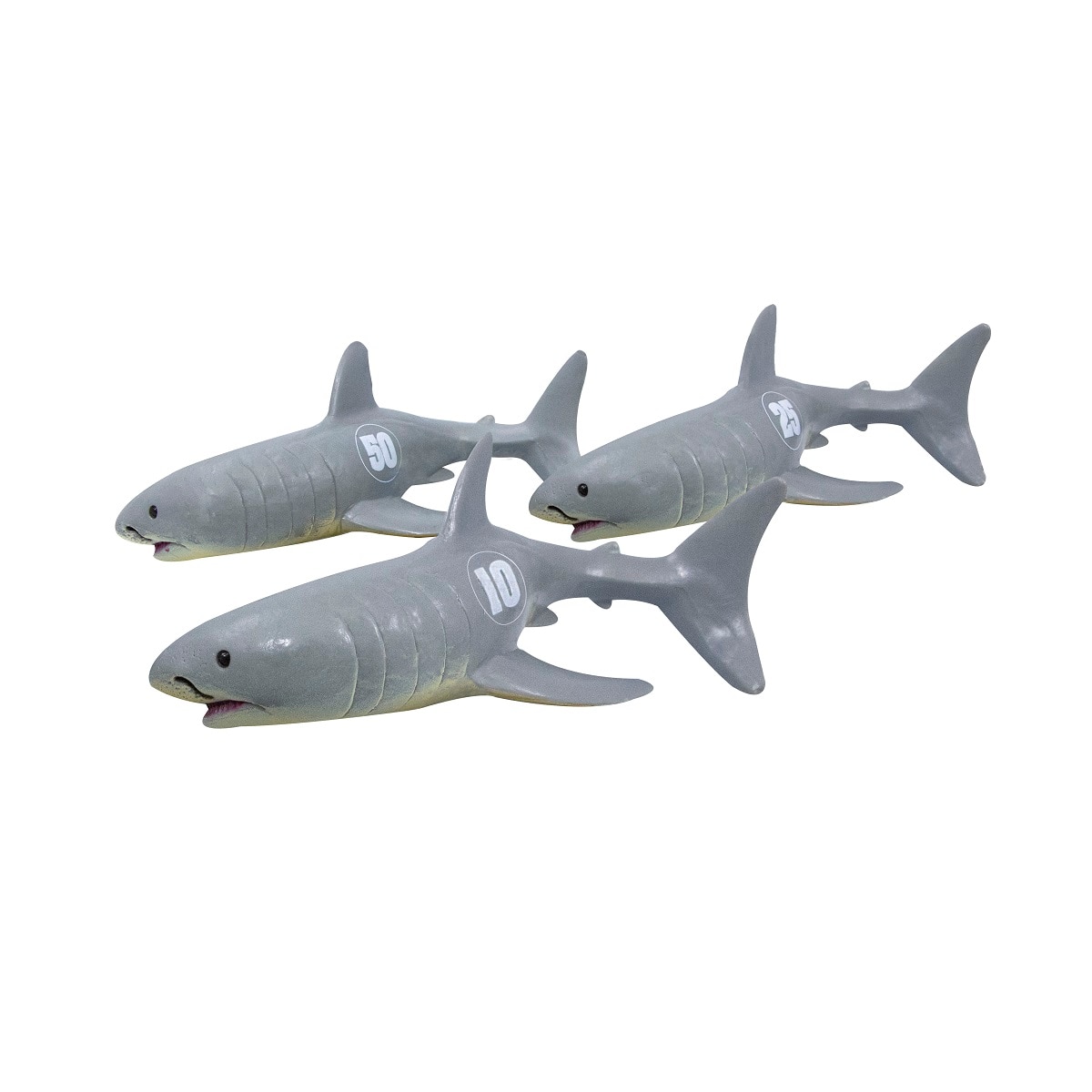 Swim Central - Set of 3 and White Shark Frenzy Swimming Pool Dive Toys - 7" - Gray