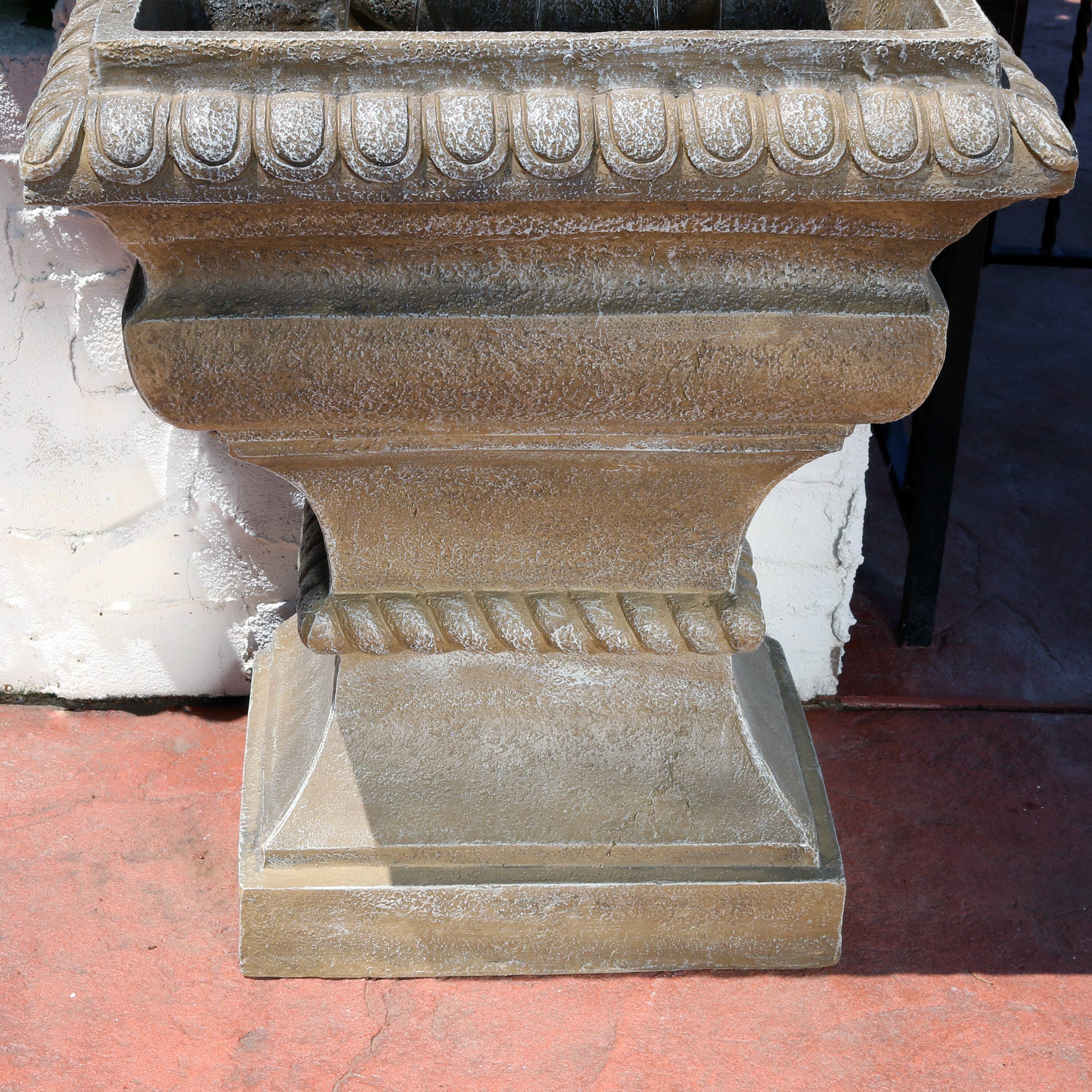Alt View 5. Sunnydaze - Ornate Lavello Standing Outdoor Waterfall Fountain - 51 in - Light Brown.