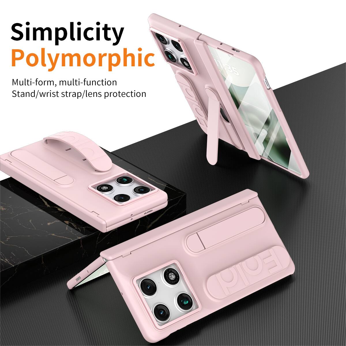 Simplicity  
Polymorphic  
Multi-form, multi-function  
Stand/wrist strap/lens protection