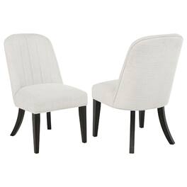 Manhattan Lane - Lina Dining Side Chair Set of 2, Cream Upholstery, Brunished Black - Cream, Burnished Black