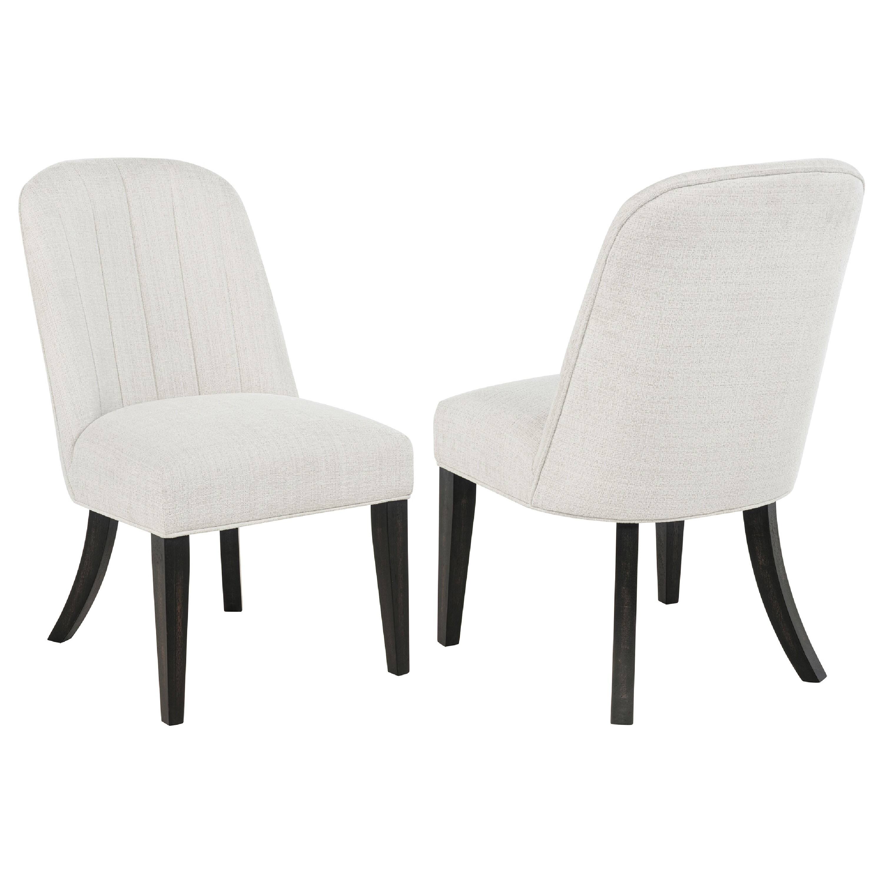 Manhattan Lane - Lina Dining Side Chair Set of 2, Cream Upholstery, Brunished Black - Cream, Burnished Black