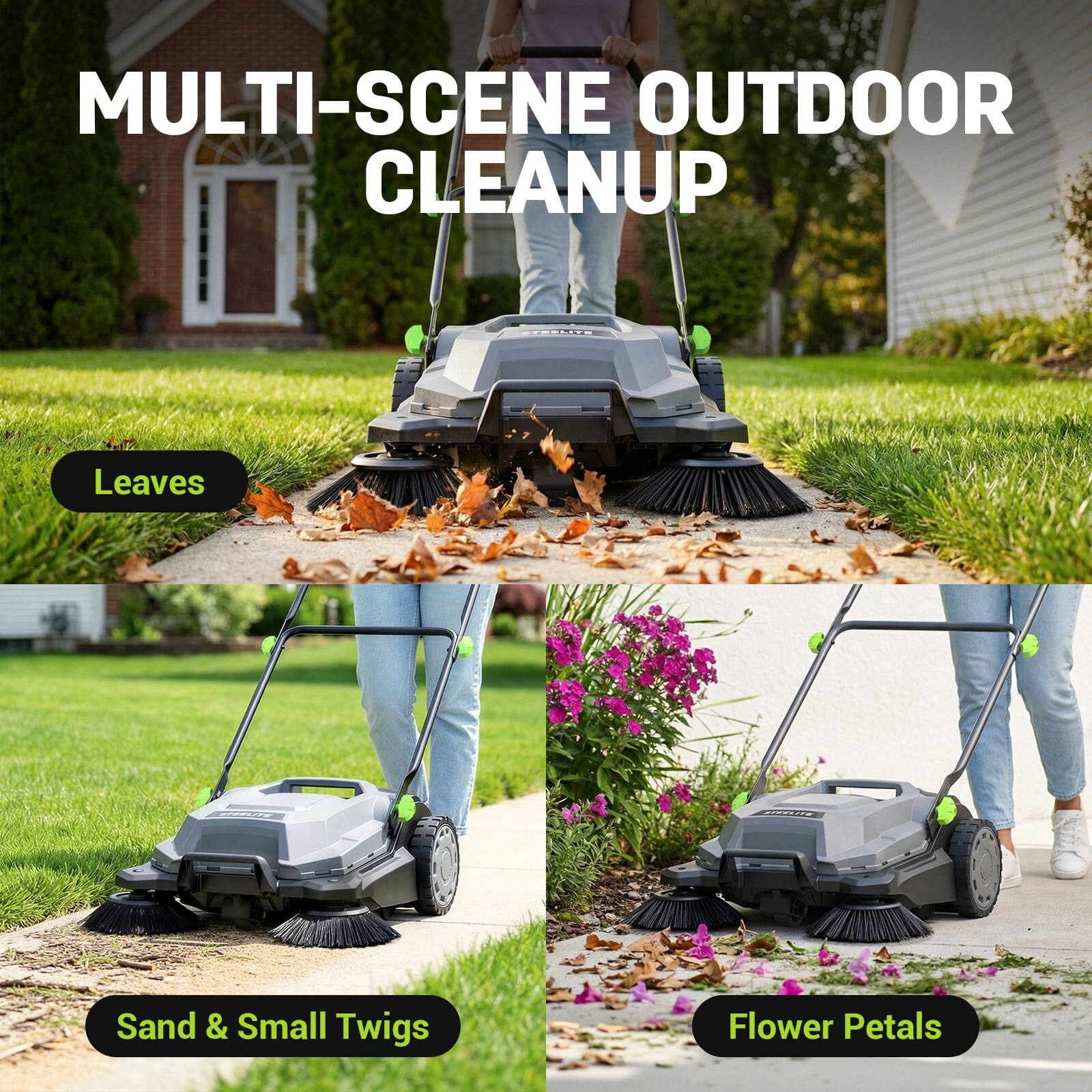 MULTI-SCENE OUTDOOR CLEANUP

Leaves

Sand & Small Twigs

Flower Petals