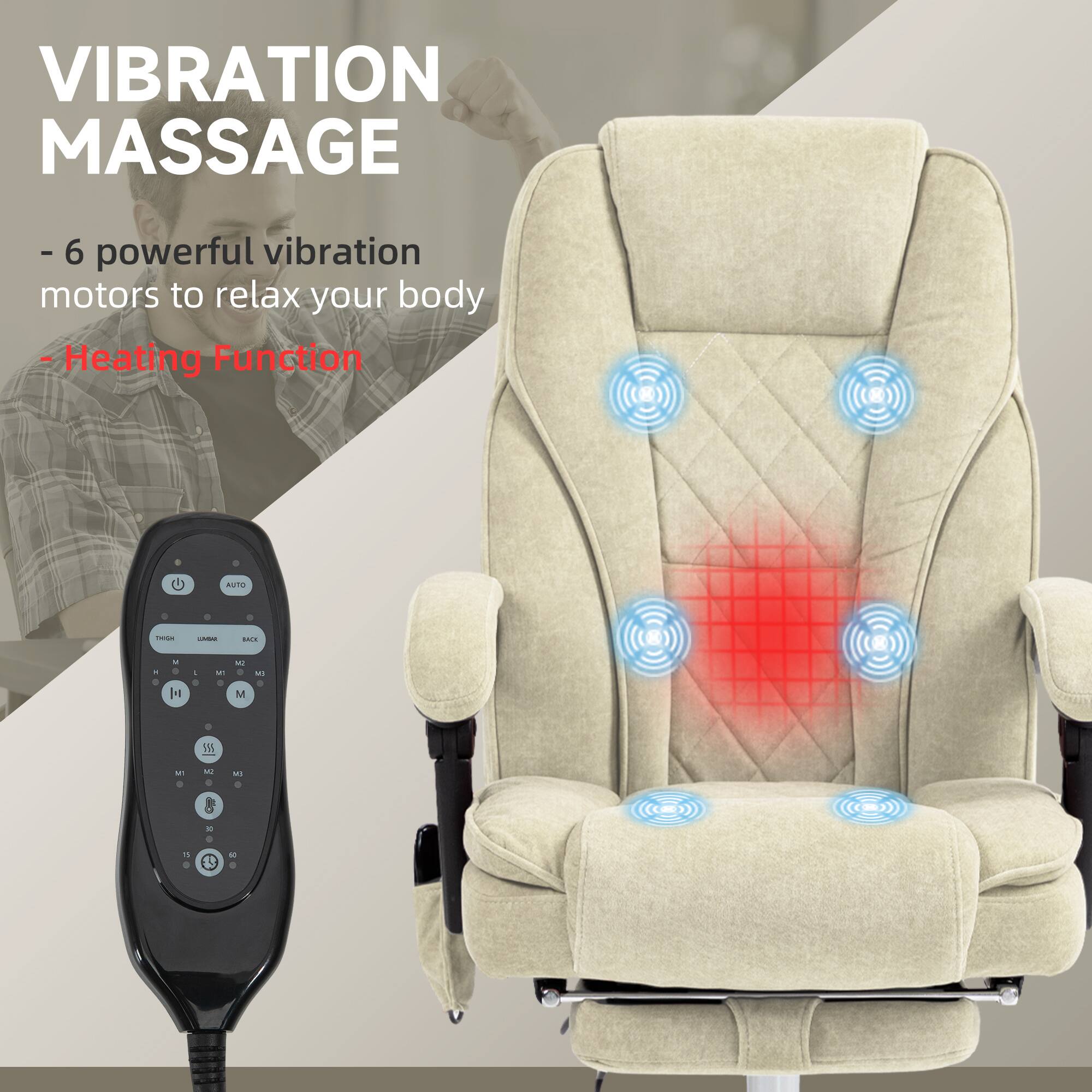 VIBRATION MASSAGE - 6 powerful vibration motors to relax your body - Heating Function