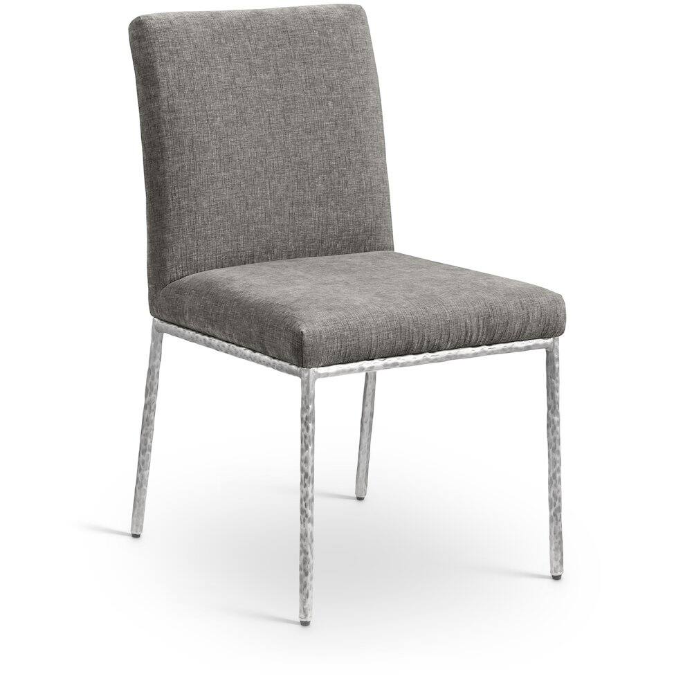 Alt View 1. Meridian Furniture - Reeves Grey Chenille Fabric Upholstered Dining Side Chair, Set of 2 - Silver.