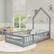Alt View 2. Costway - Twin Size Montessori Floor Bed for Toddler with Lockable Door Full-Length Guardrail - Gray.