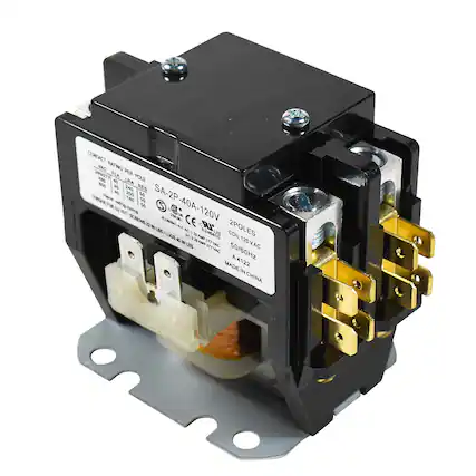 CONTACT RATING ATY FLA PER 480 4S LRA POLE 00 45 34G RES 4 do S cae 155 50 SA-2P-40A-120V E 10 Z 13 comp @ MC o% SCRES E INNS CE D R U L KS 2 - E240010 U COIL 2POLES 4 W LB% i TN 71 aFV VAG COIL120VAC 120V 3A e 50/60Hz A MADE A4122 V4 CHINA
CONTACT RATING PER POLE
VAC FLA LRA RES
240/480 40 240 50
120 80 160 50
2POLES COIL 120VAC 50/60Hz
A4122
MADE IN CHINA