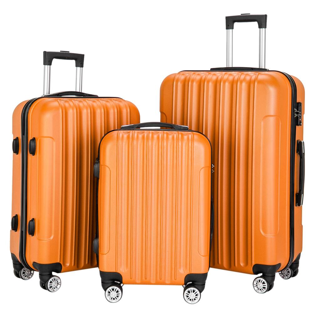 Winado - 20"/24"/28" Luggage Set 3 Piece, ABS Hard Shell Suitcase Set for Travel, Spinner Wheels and TSA Lock - Orange