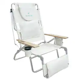 Ostrich - The Deluxe 3N1 Lightweight Outdoor Beach Lounge Chair w/ Footrest - White