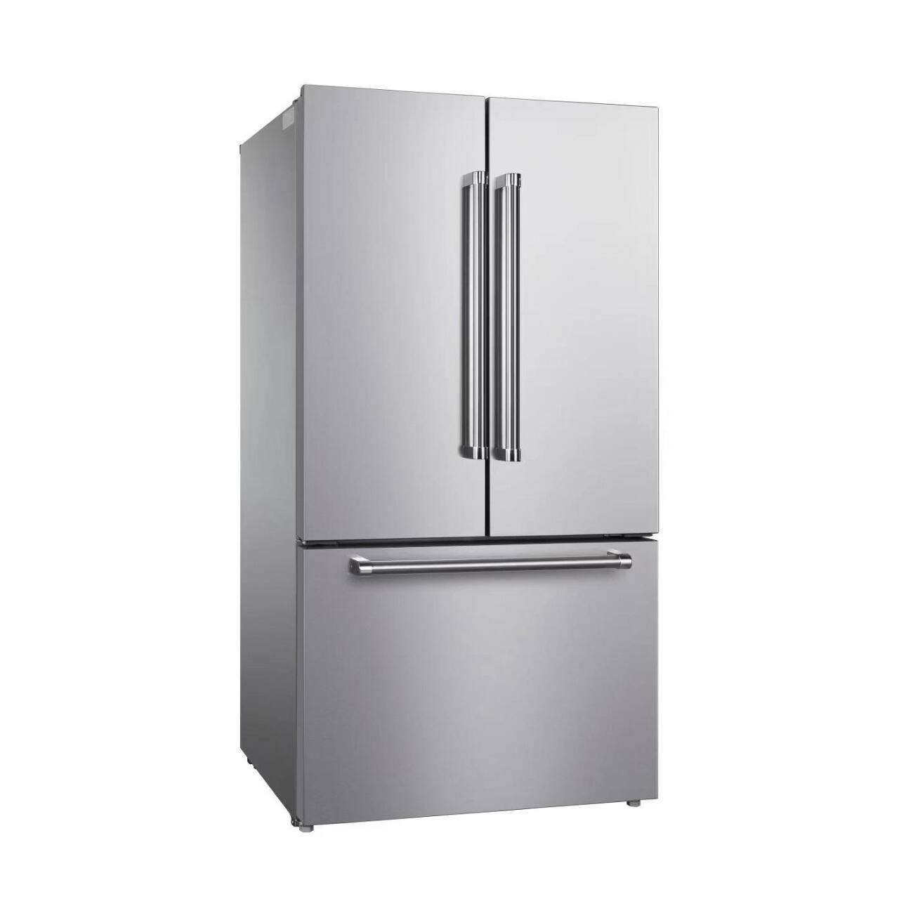 Left. Kucht - KUCHT Professional 36 in. 20.9 cu. ft. Counter Depth Freestanding French Door Refrigerator in Stainless Steel - Stainless Steel.