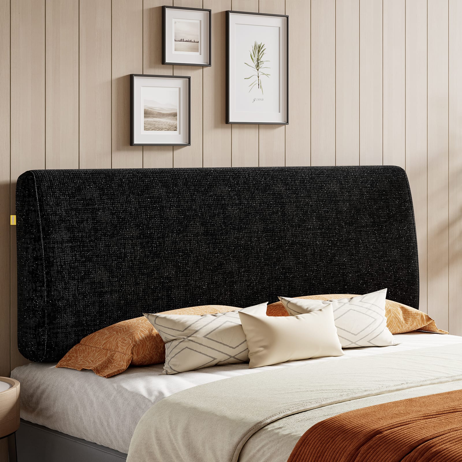 Pinmoco - 6.3" Thickness Upholstered Headboard Ergonomic Design Headboard - Starry Black