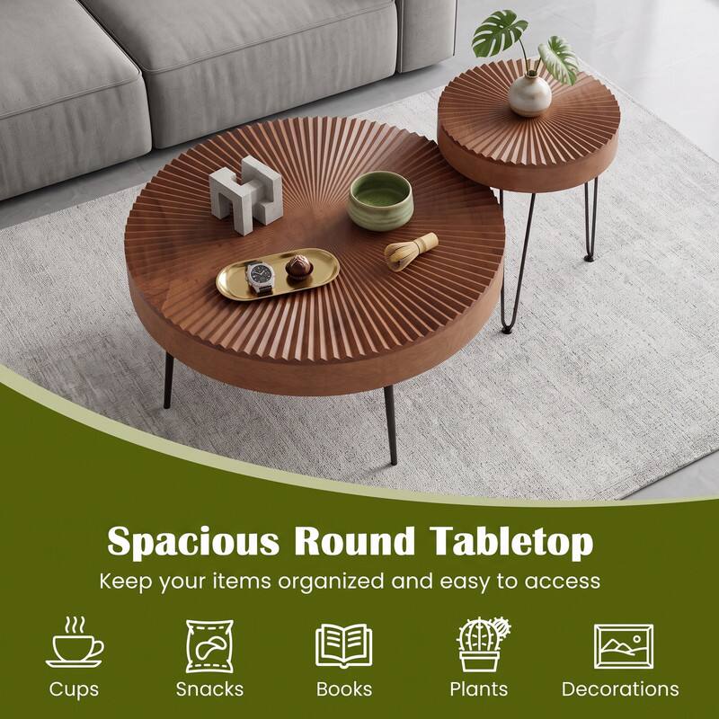 Spacious Round Tabletop  
Keep your items organized and easy to access

- Cups
- Snacks
- Books
- Plants
- Decorations
