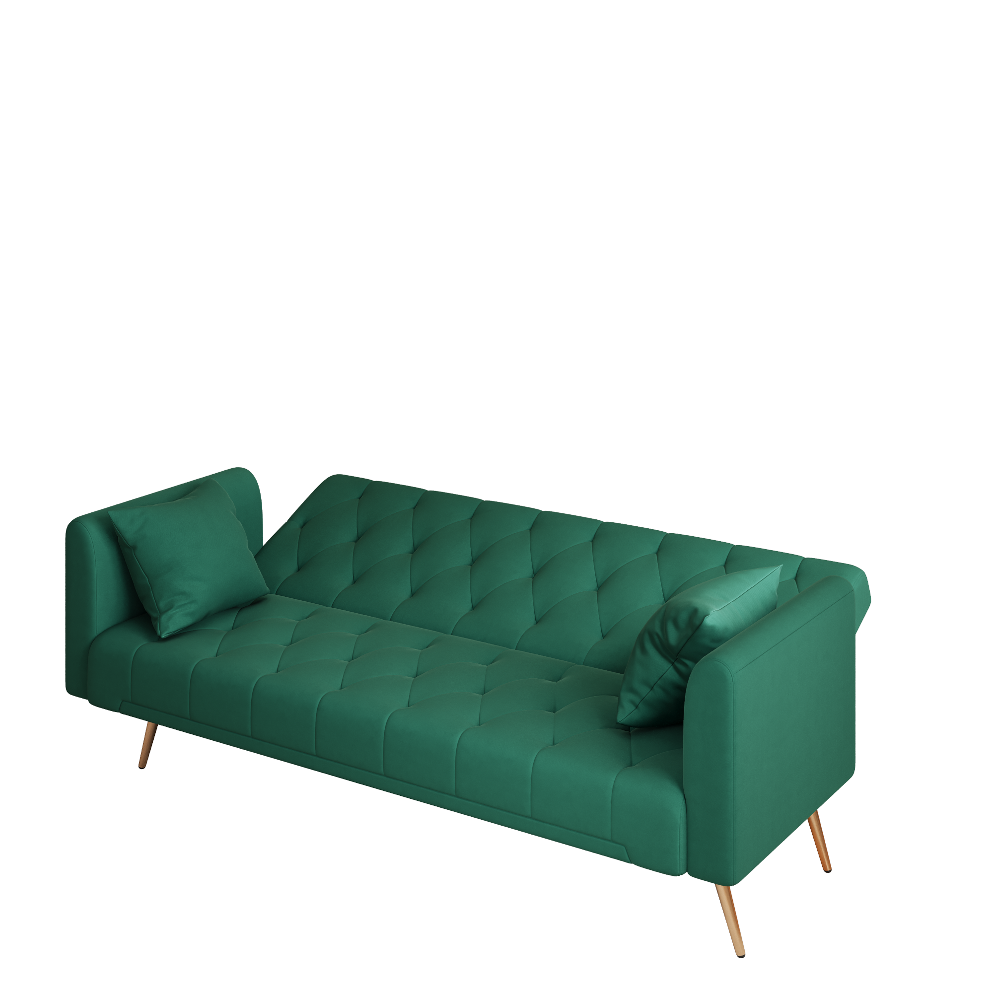 Alt View 8. GOODSILO - Convertible Velvet Sofa Bed with Adjustable Backrest for Small Spaces, Living Room and Office Use - Green.