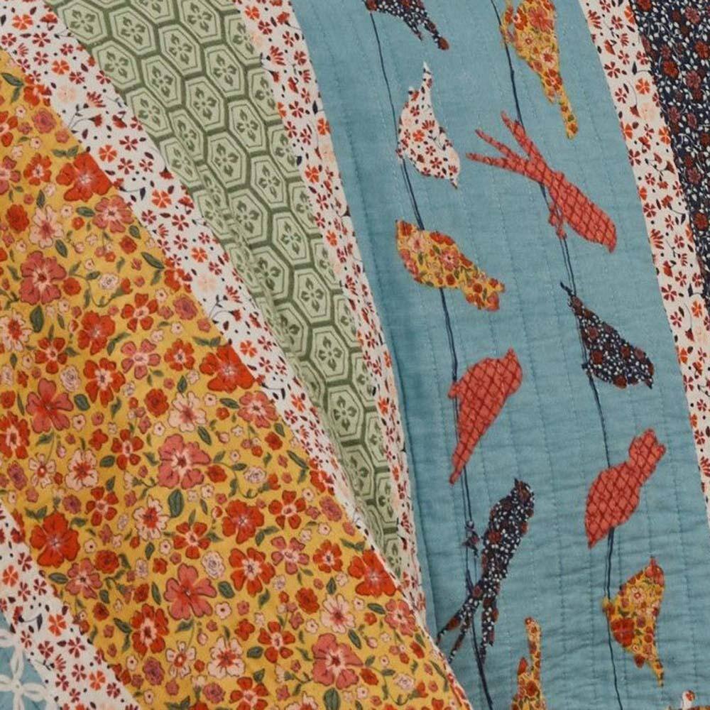 Alt View 4. Barefoot Bungalow - Barefoot Bungalow Carlie High Quality Striped Print Quilt Set 3-Piece Full/Queen Calico Stripe - Calico stripe.