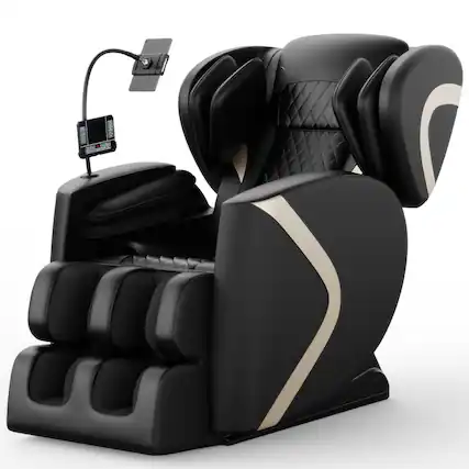 Front. ZACHVO - Zero-Gravity Full-Body Massage Chair - Black.