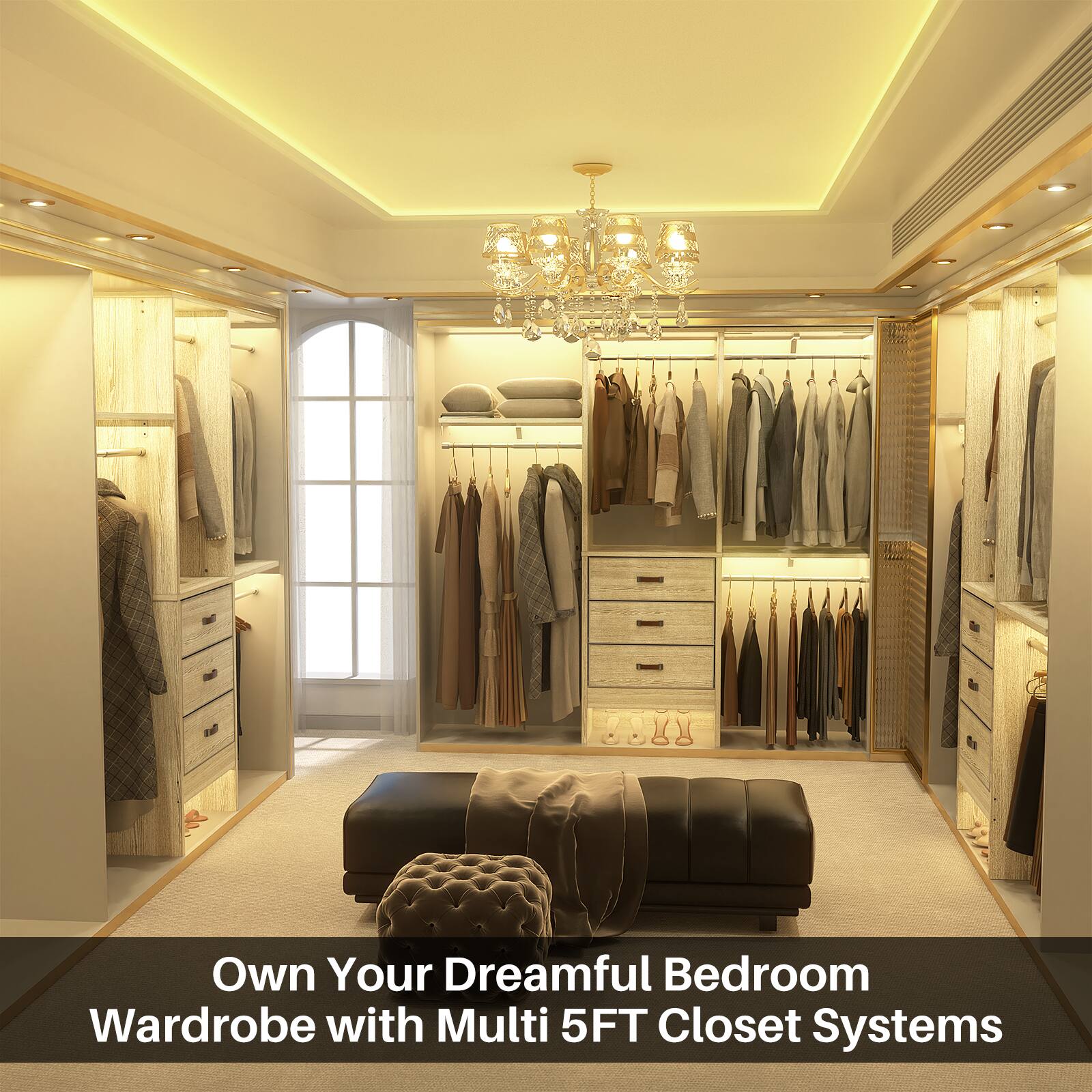 Own Your Dreamful Bedroom Wardrobe with Multi 5FT Closet Systems