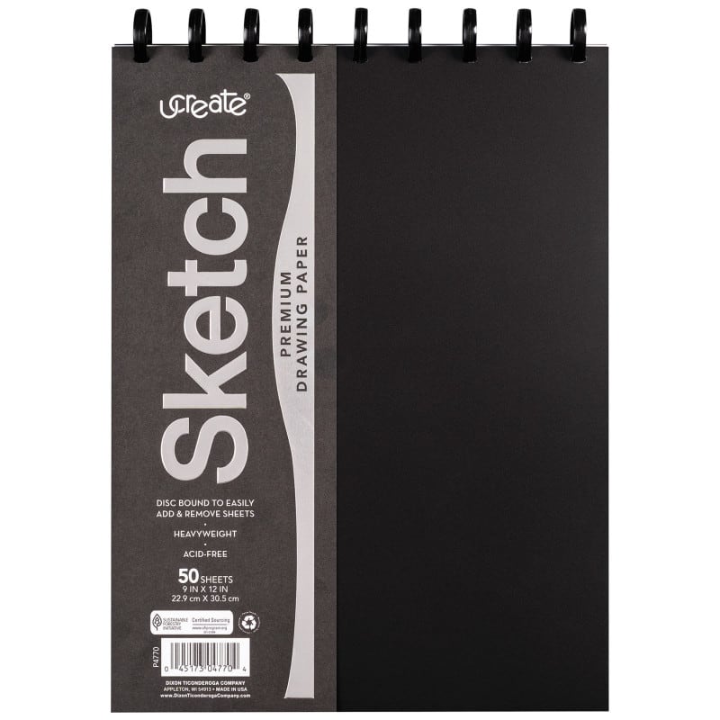 uCreate - Disc Bound Sketch Book, 9" x 12", 50 Sheets