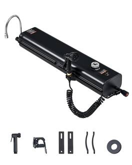 VEVOR - Roof Rack Water Tank, 4 Gal, Multi-Dispensing Outdoor Tank with 2 Splash-Guard Panels & T-slot, High-Capacity Aluminum - Black