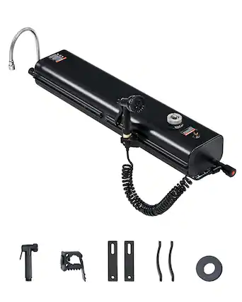 Front. VEVOR - Roof Rack Water Tank, 4 Gal, Multi-Dispensing Outdoor Tank with 2 Splash-Guard Panels & T-slot, High-Capacity Aluminum - Black.