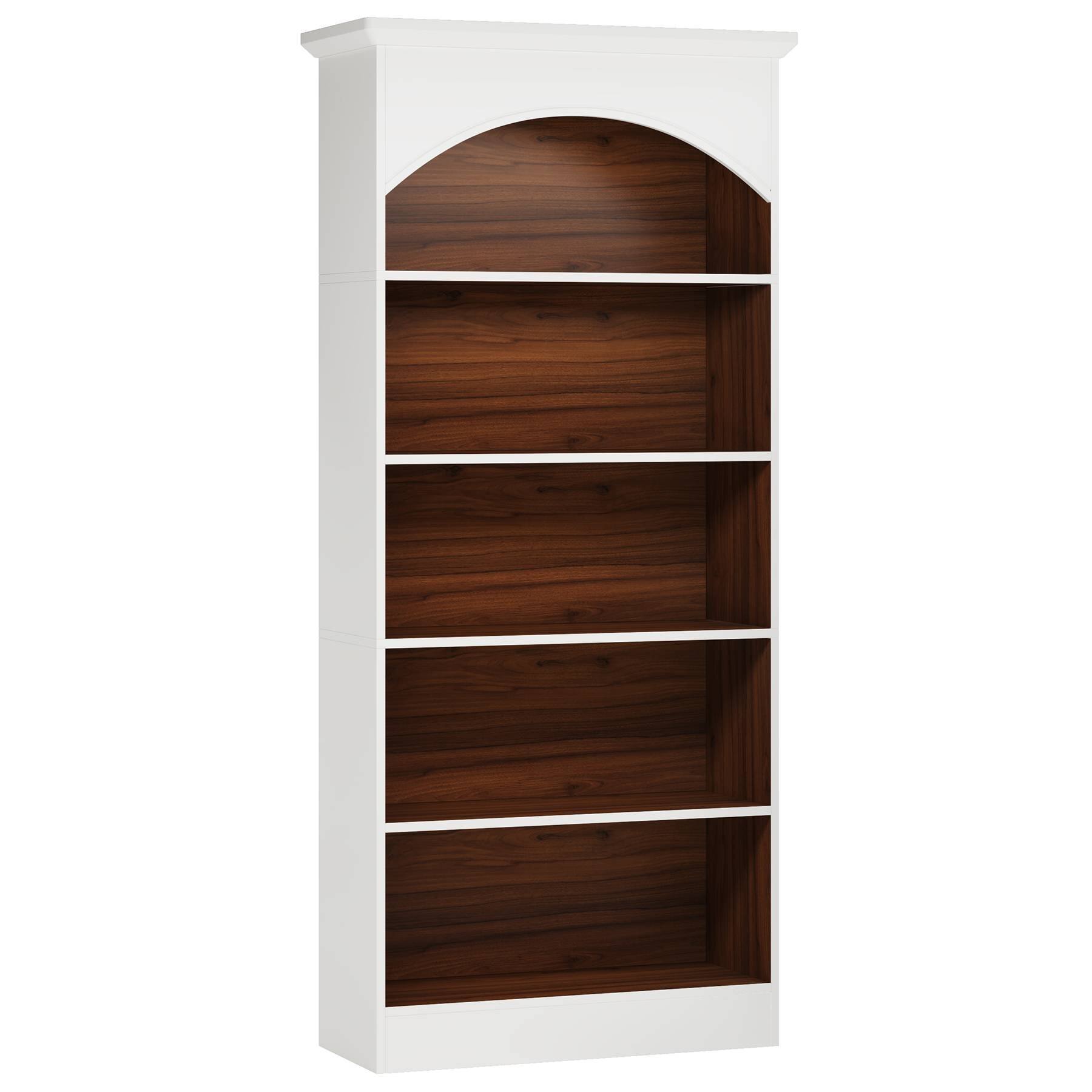 Angle. Tribesigns - Bookshelf with Engineered Wood Construction and Book and Decor Display for Living Room, Study and Bedroom - White.